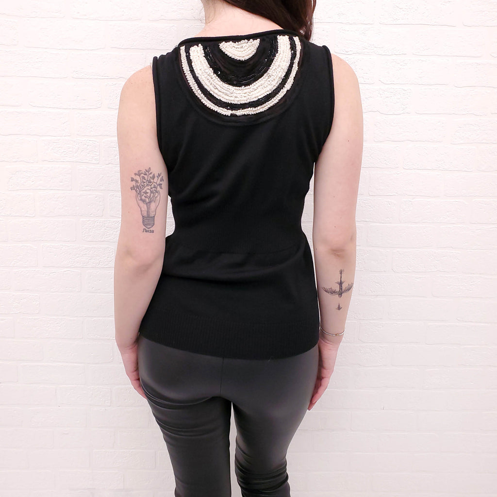 FENDI SLEEVELESS SWEATER WITH SEQUIN LACE BACK - SIZE 42