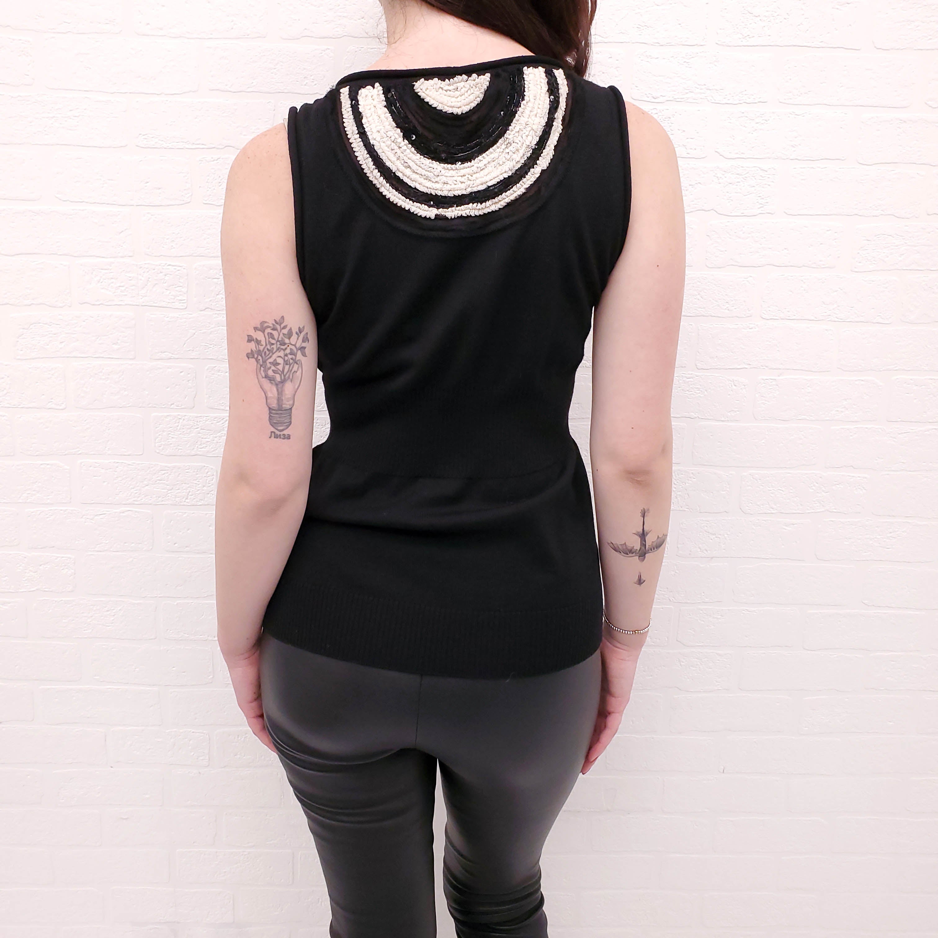 FENDI SLEEVELESS SWEATER WITH SEQUIN LACE BACK - SIZE 42