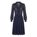 FENDI STRIPED KNIT RIBBED NAVY DRESS - SIZE 38