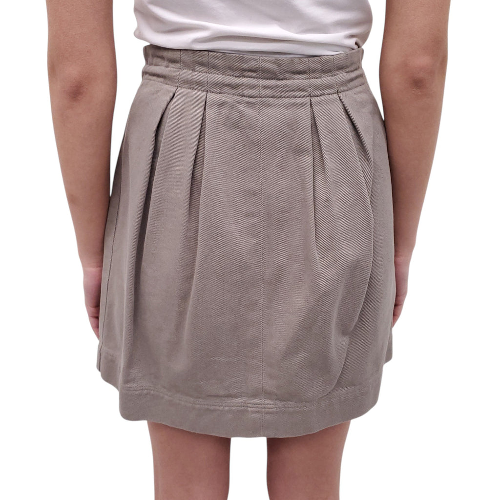 FENDI TAUPE COTTON MINI SKIRT WITH BAGUETTE POCKETS - SIZE 38
