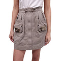FENDI TAUPE COTTON MINI SKIRT WITH BAGUETTE POCKETS - SIZE 38