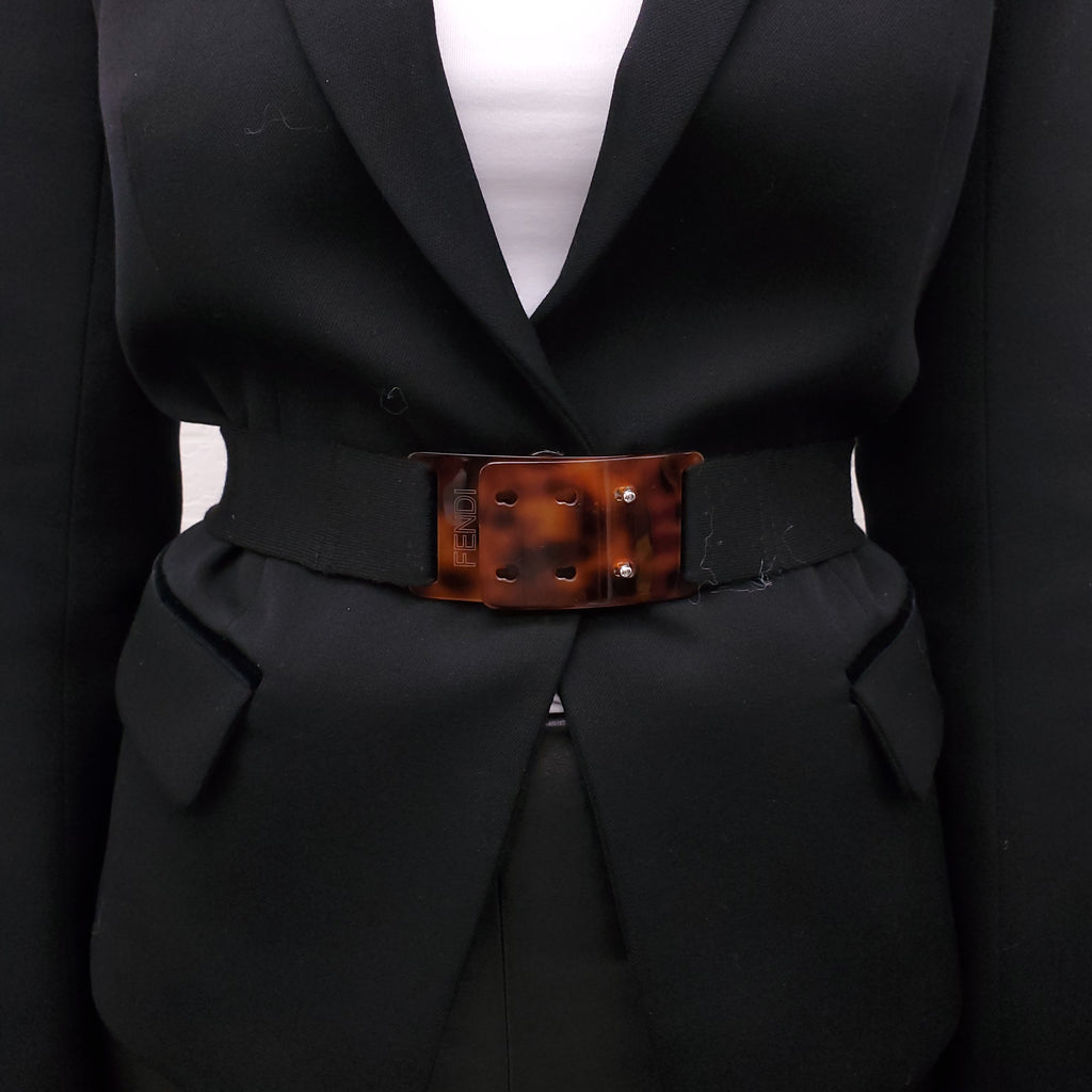 FENDI TORTOISE SHELL LOGO BELT - SIZE S
