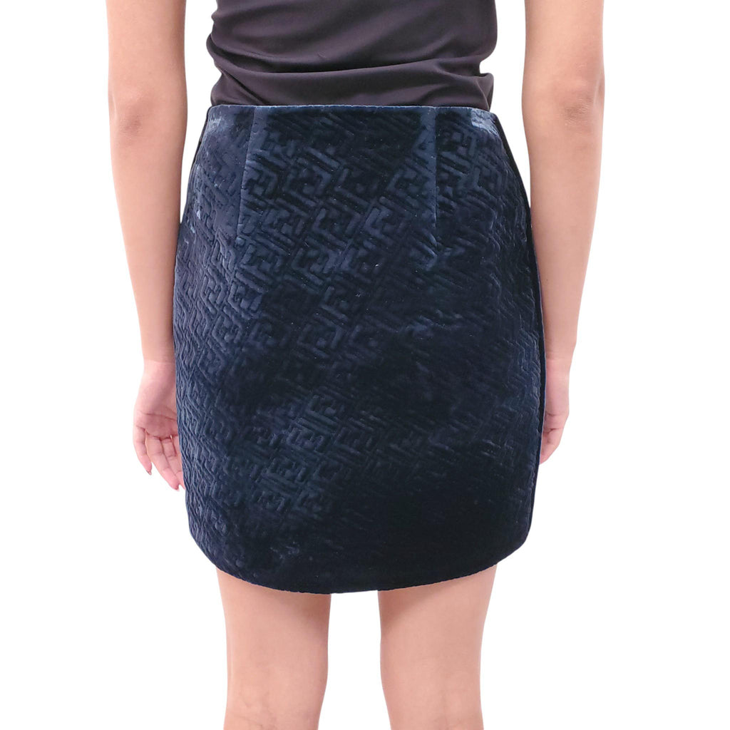 FENDI VELVET FF LOGO SKIRT   - SIZE 40