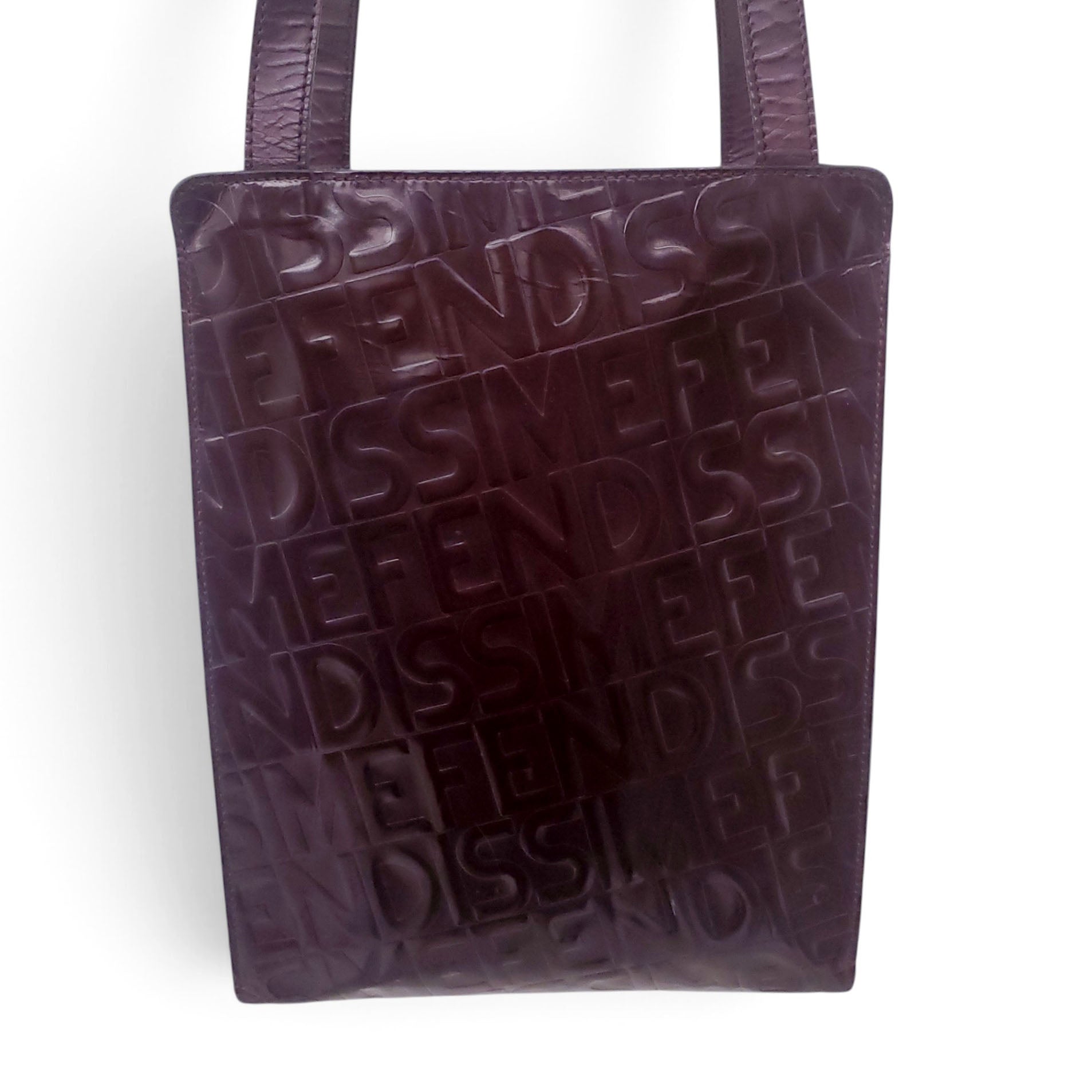 FENDI VINTAGE FENDISSIME BROWN LEATHER TOTE