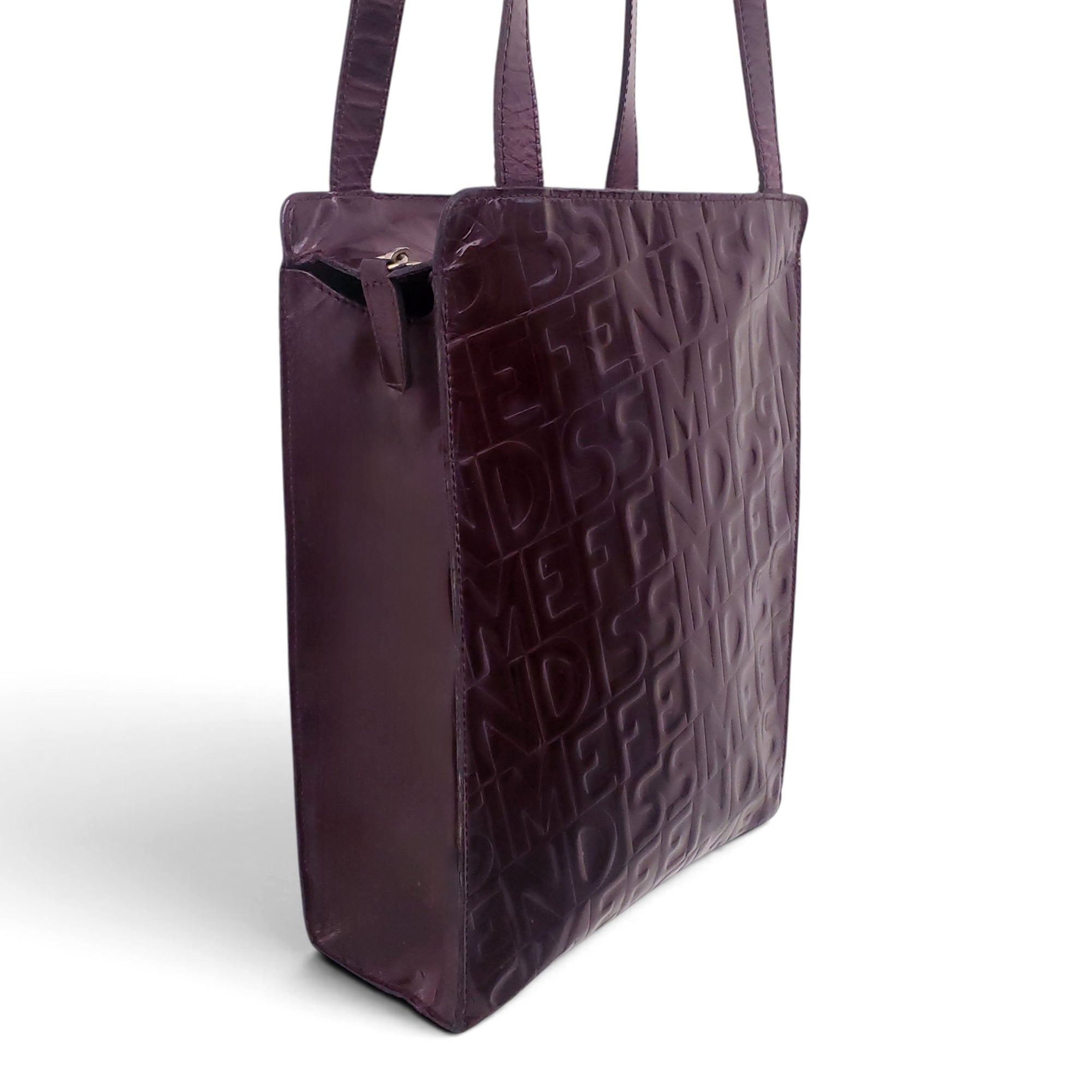 FENDI VINTAGE FENDISSIME BROWN LEATHER TOTE