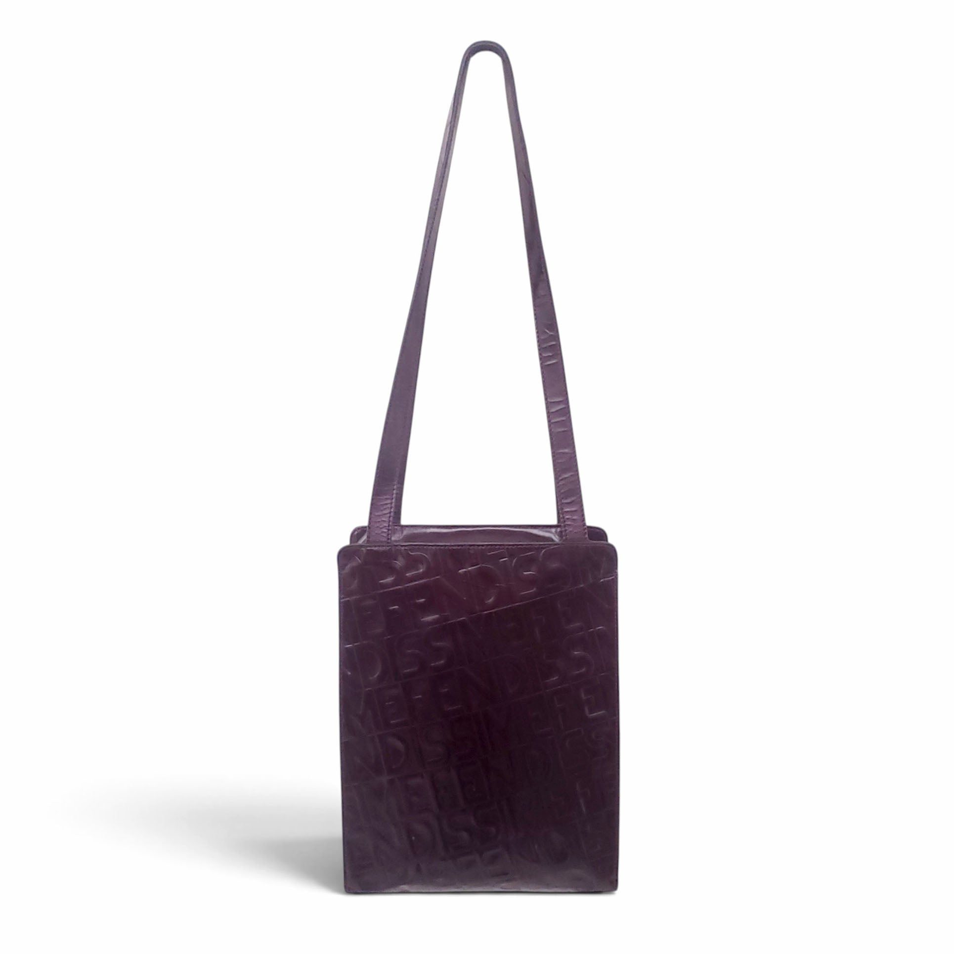 FENDI VINTAGE FENDISSIME BROWN LEATHER TOTE