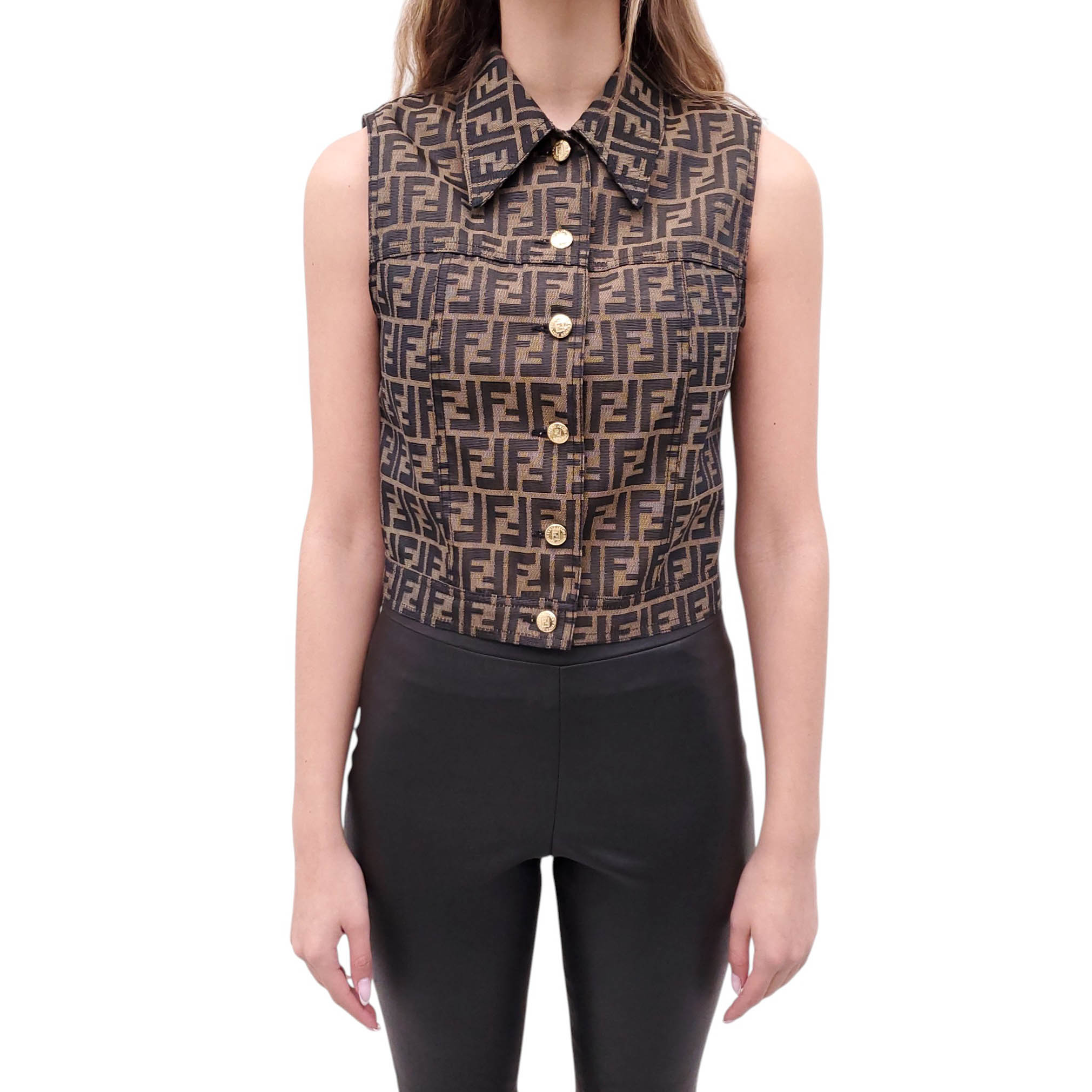 FENDI VINTAGE ZUCCA PRINT VEST - SIZE 42