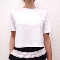 FENDI WHITE CROPPED T-SHIRT WITH LOGO SLEEVES - SIZE XS