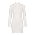 FENDI WHITE FF DIAGONAL MONOGRAM SCRIPT KNIT MOCK-NECK DRESS - SIZE 38