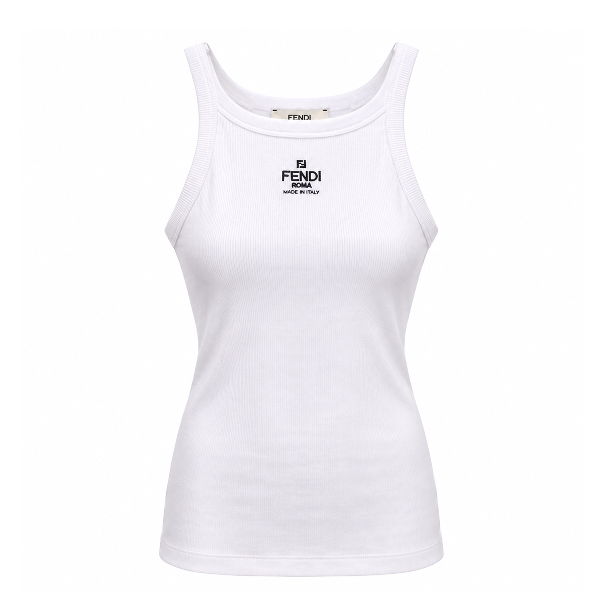 FENDI WHITE LOGO TANK TOP - SIZE XS