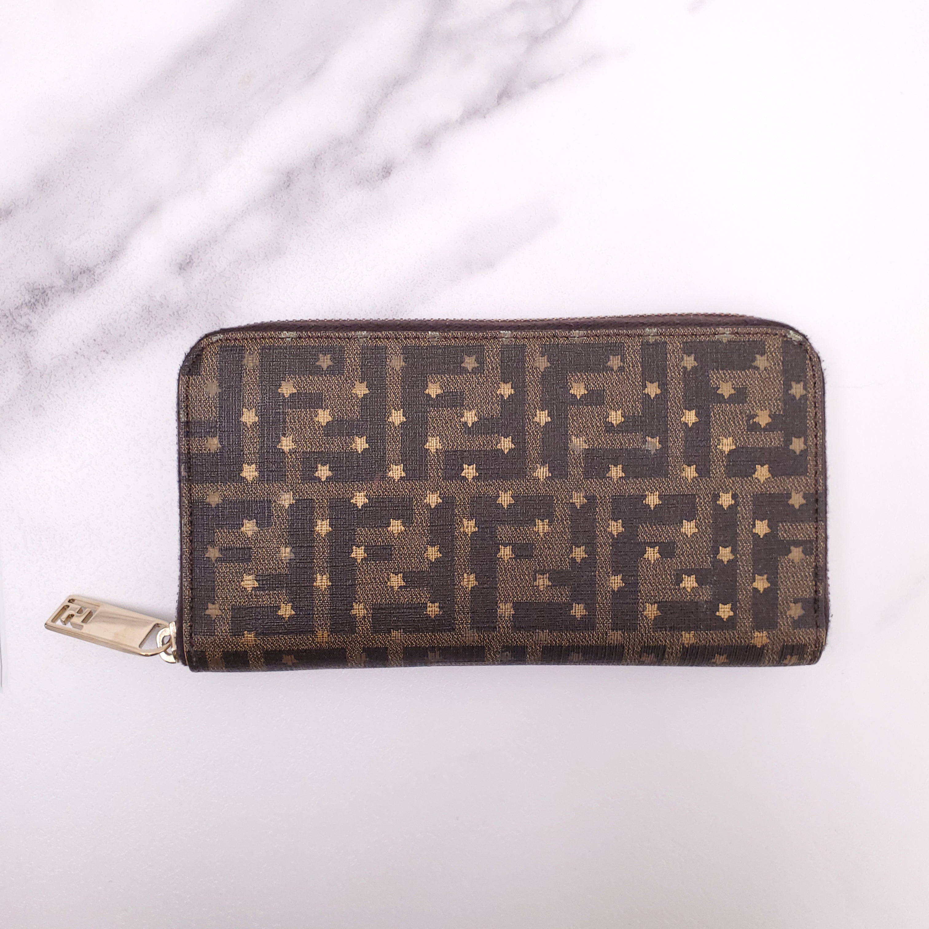 FENDI ZUCCA PRINT WALLET WITH STAR DETAILS