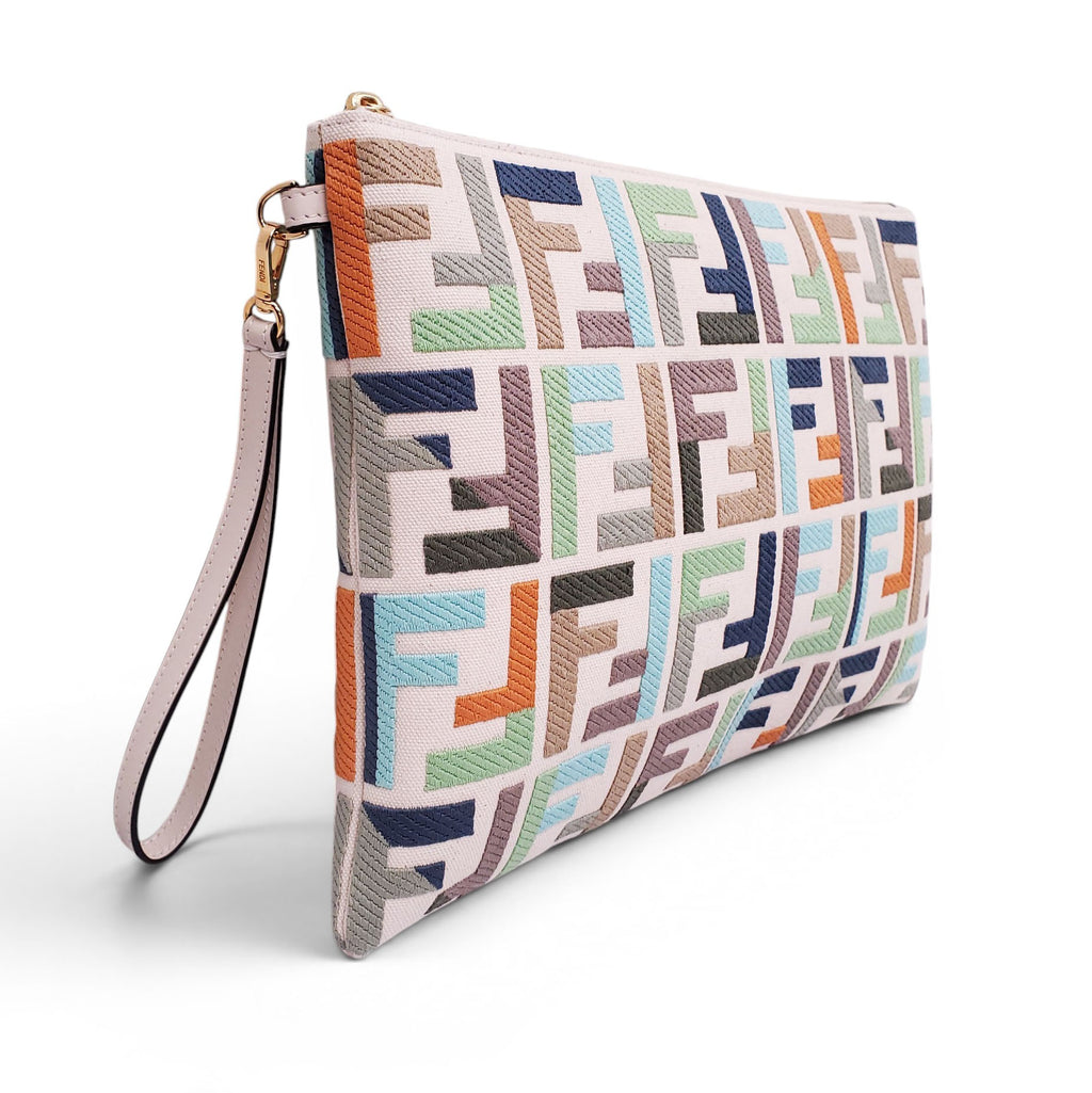 FENDI ZUCCA WRISTLET CLUTCH