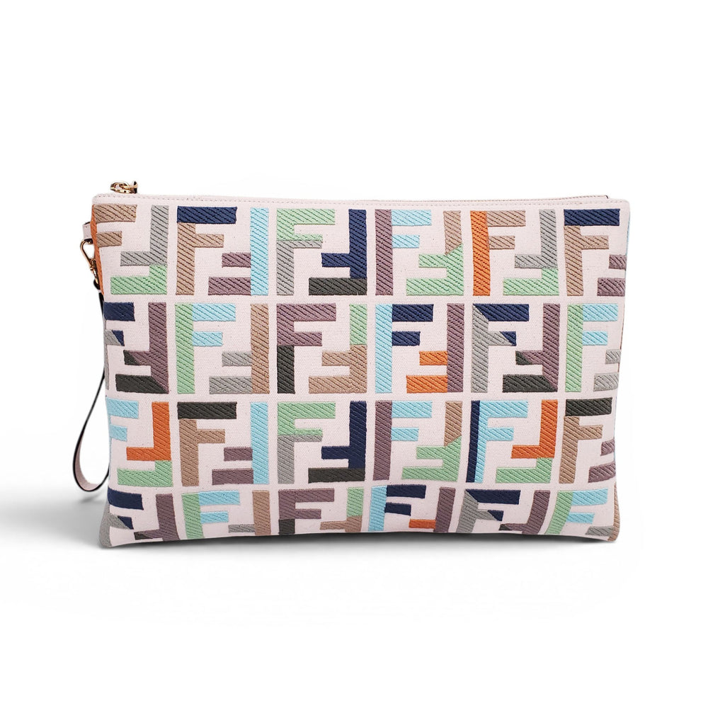 FENDI ZUCCA WRISTLET CLUTCH
