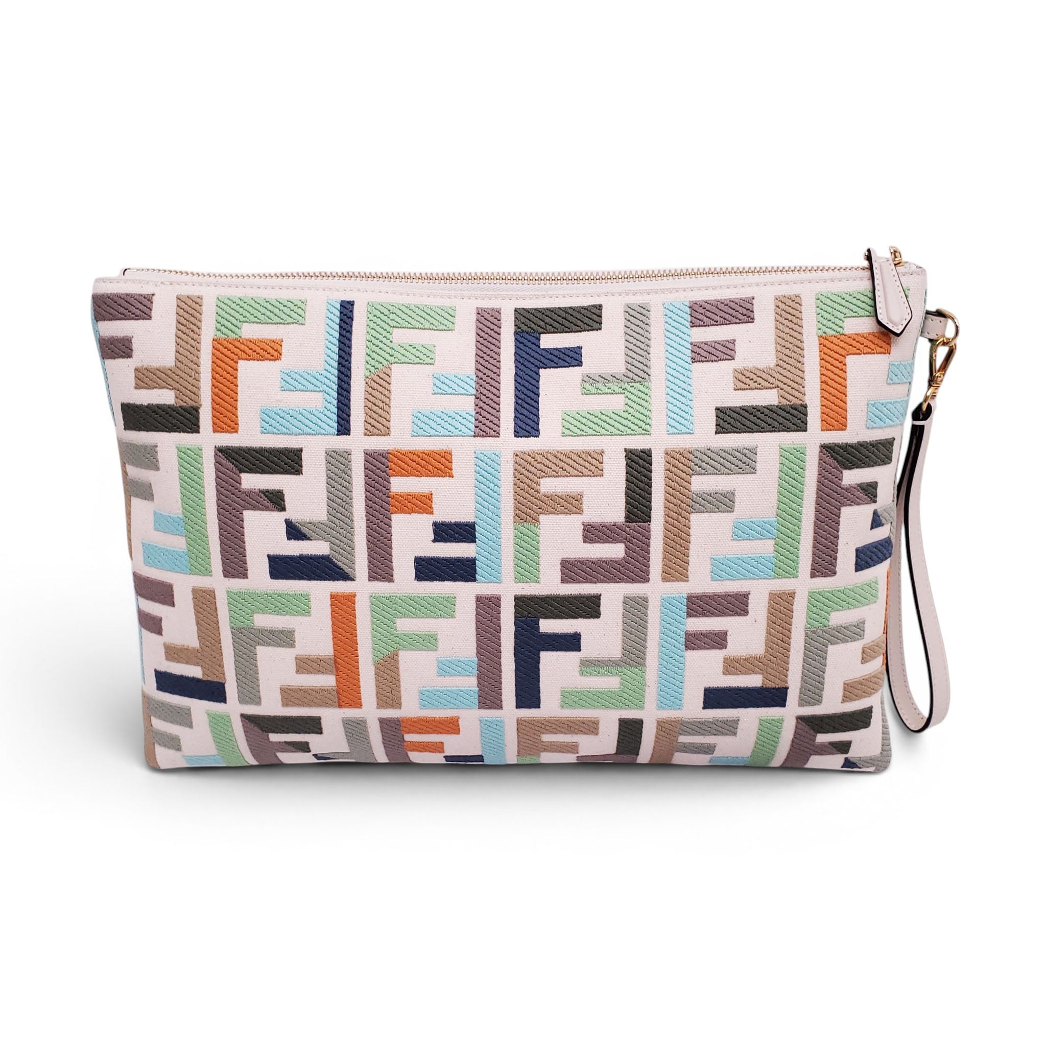 FENDI ZUCCA WRISTLET CLUTCH