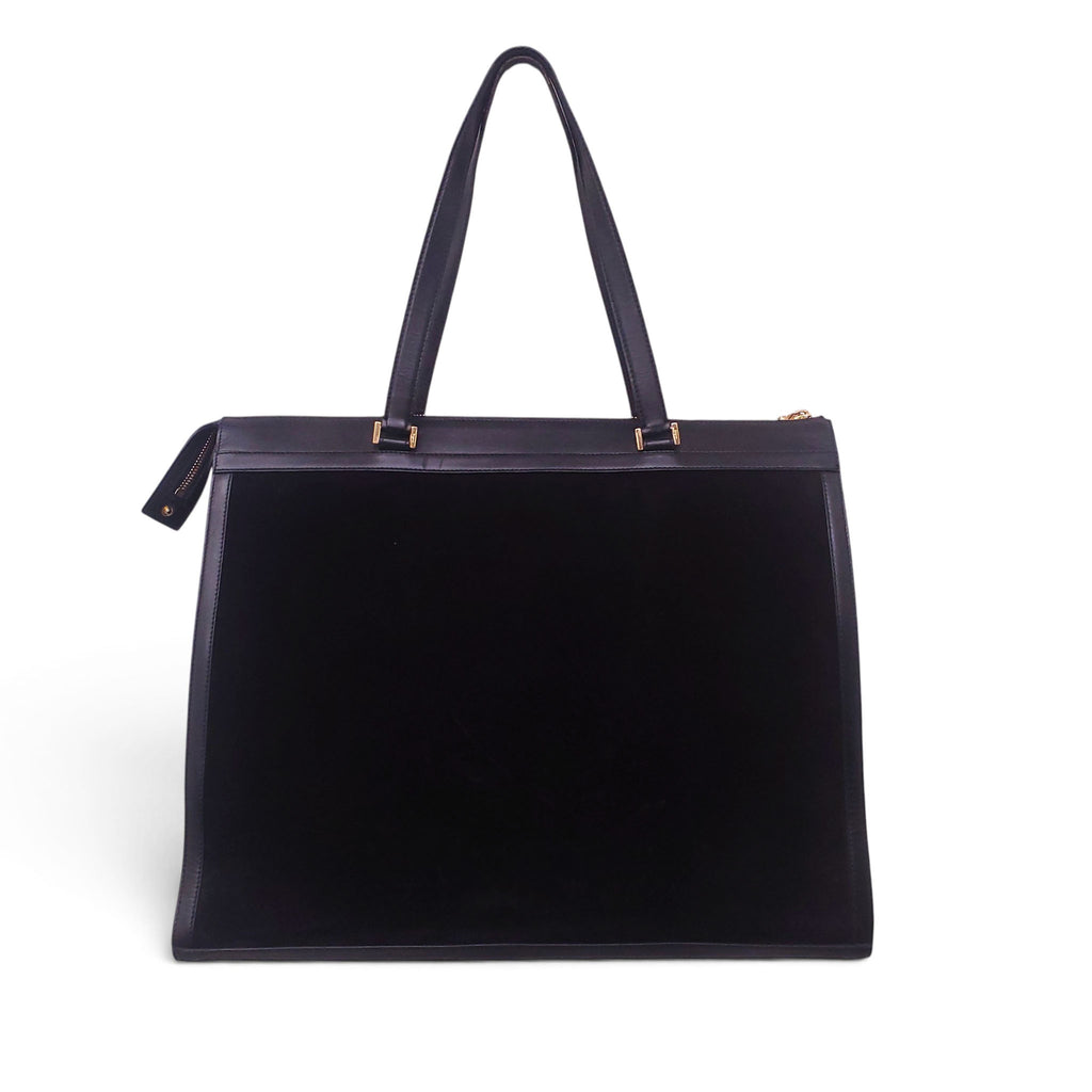FERRAGAMO BLACK SUEDE LARGE SHOULDER BAG