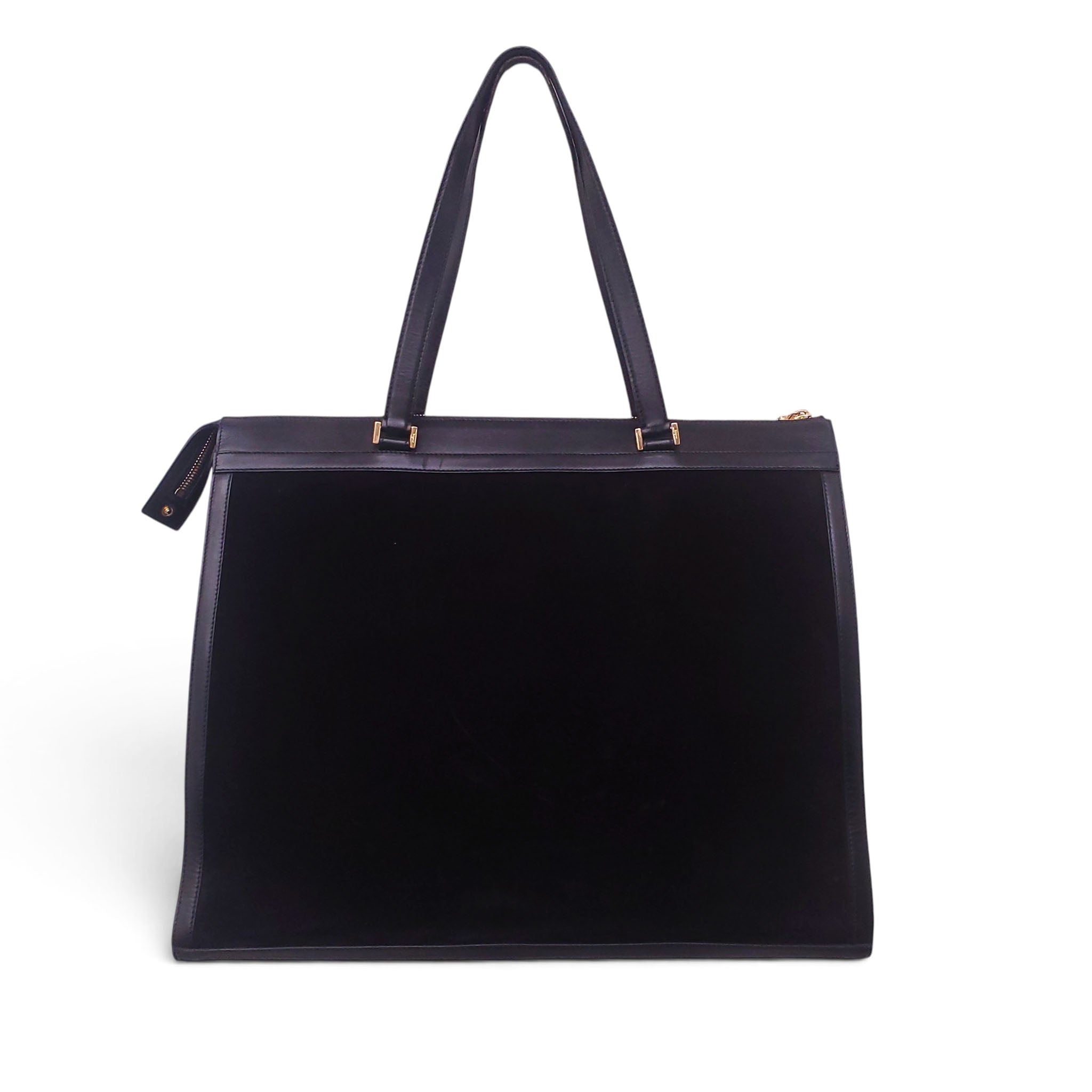 FERRAGAMO BLACK SUEDE LARGE SHOULDER BAG