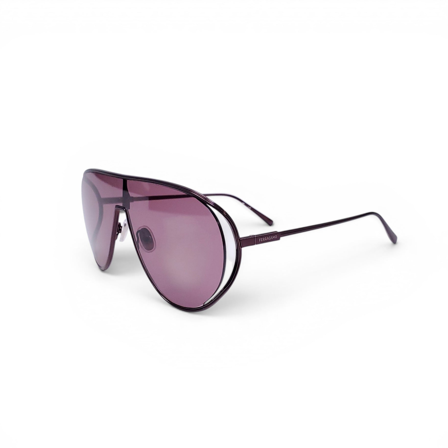 FERRAGAMO BURGUNDY SHIELD SUNGLASSES