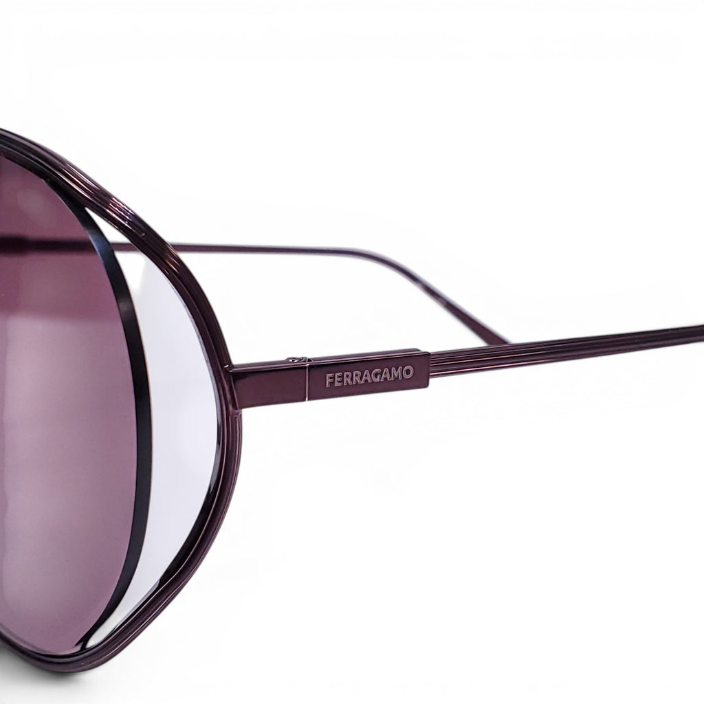 FERRAGAMO BURGUNDY SHIELD SUNGLASSES