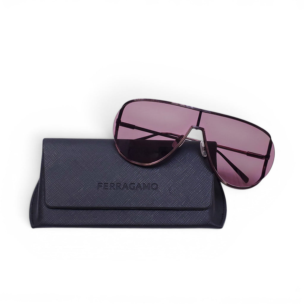 FERRAGAMO BURGUNDY SHIELD SUNGLASSES
