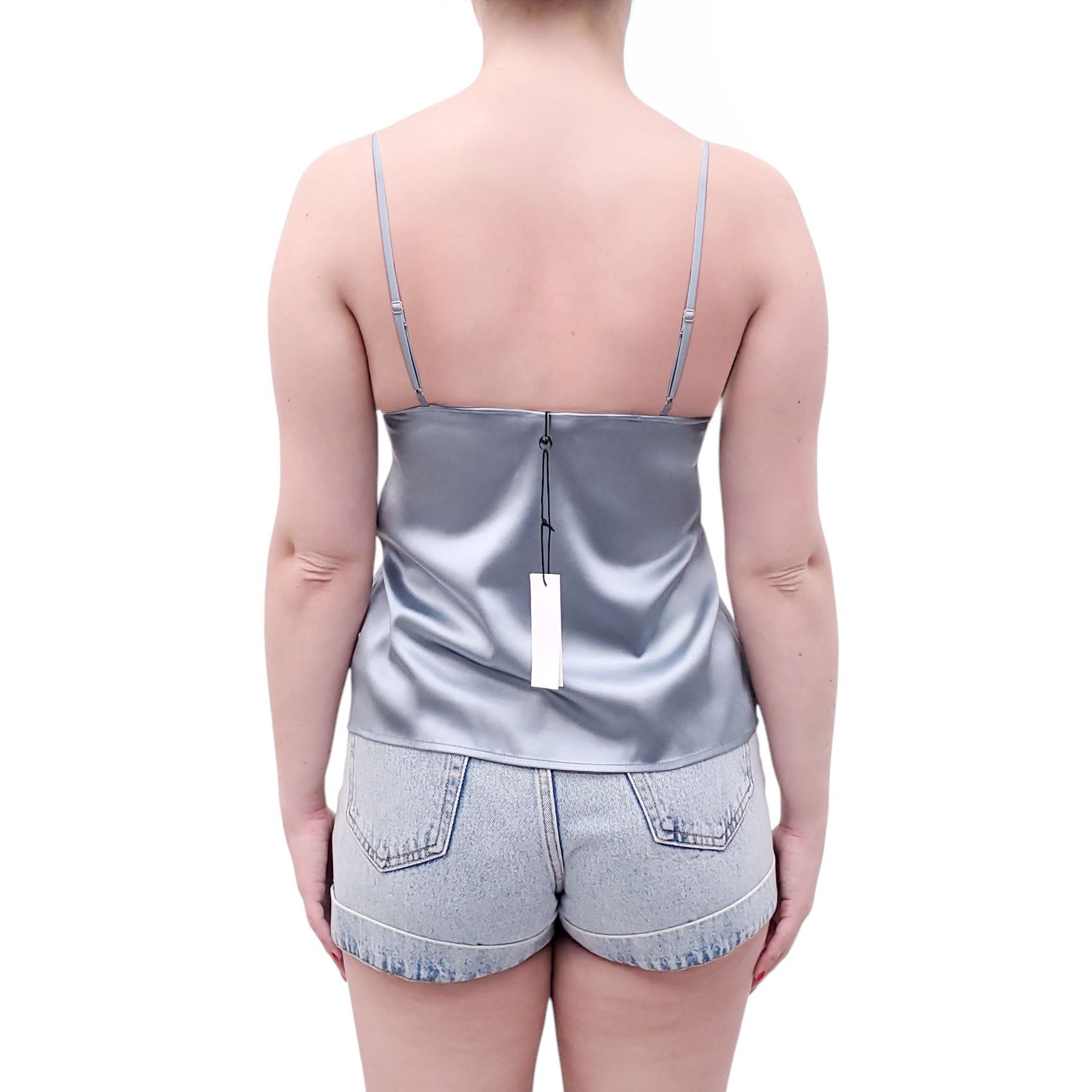 FLEUR DE MAL BLUE TANK TOP WITH BLACK LACE DETAIL - SIZE S
