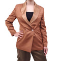 FORTE_FORTE COGNAC SATIN DOUBLE BREASTED BLAZER - SIZE I/S