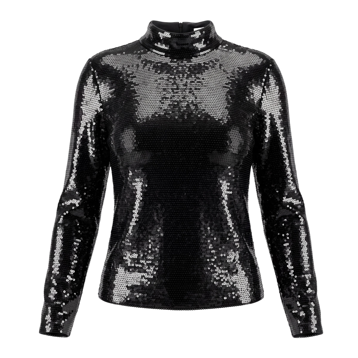 FRAME BLACK SEQUIN LONG SLEEVE TOP - SIZE L