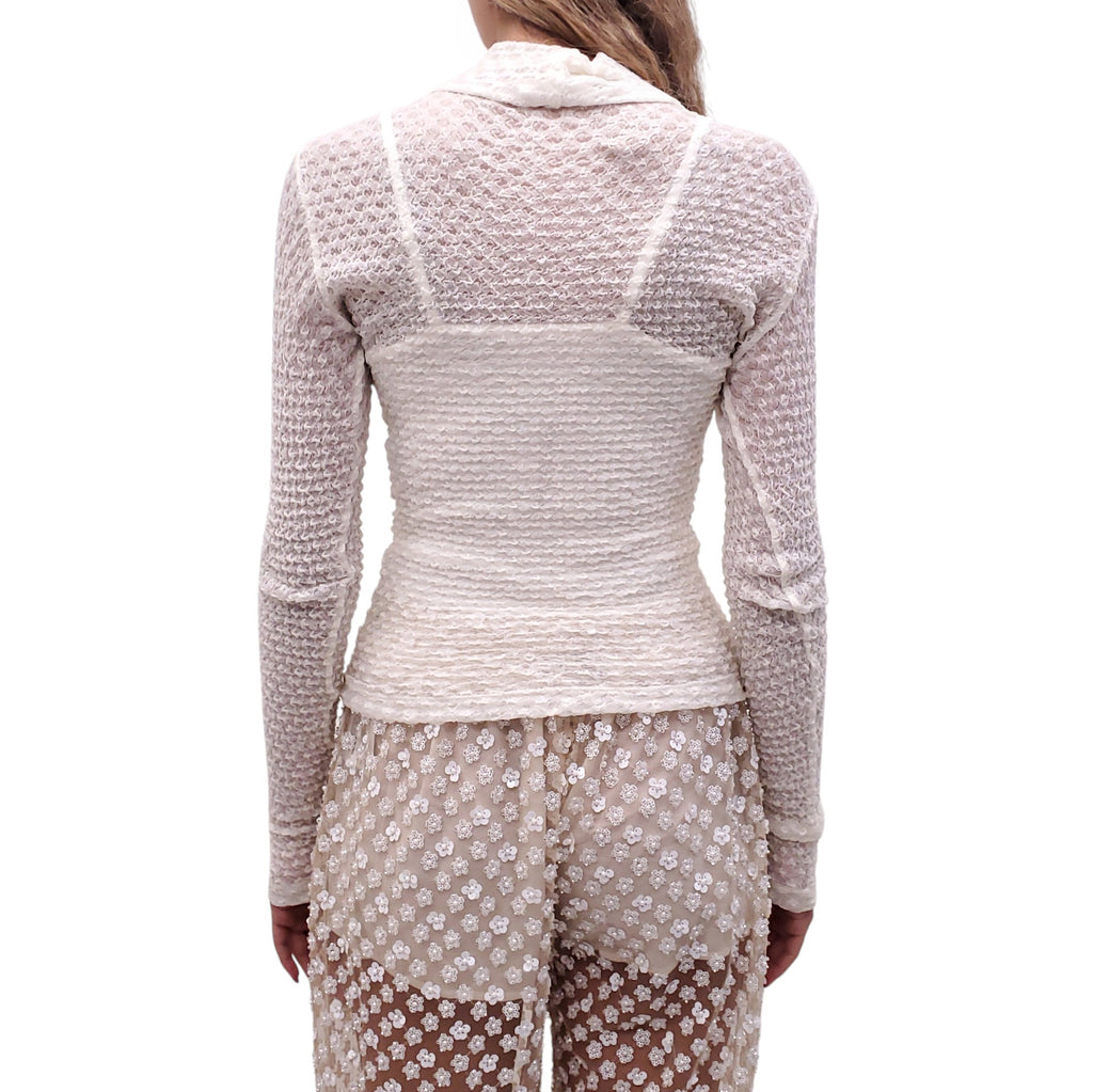 FRAME CREAM ROUCHED TURTLENECK TOP - SIZE S