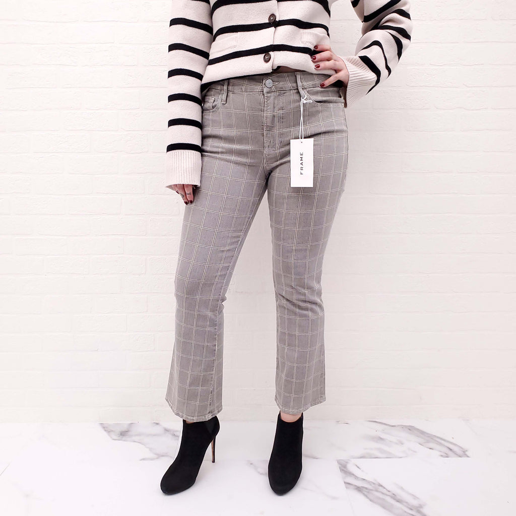 FRAME 'LE CROP MINI BOOT' PLAID TROUSERS - SIZE 29