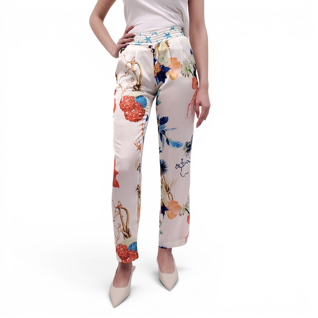 FUZZI PATTERNED TROUSERS WITH STRETCH WAIST - SIZE XS