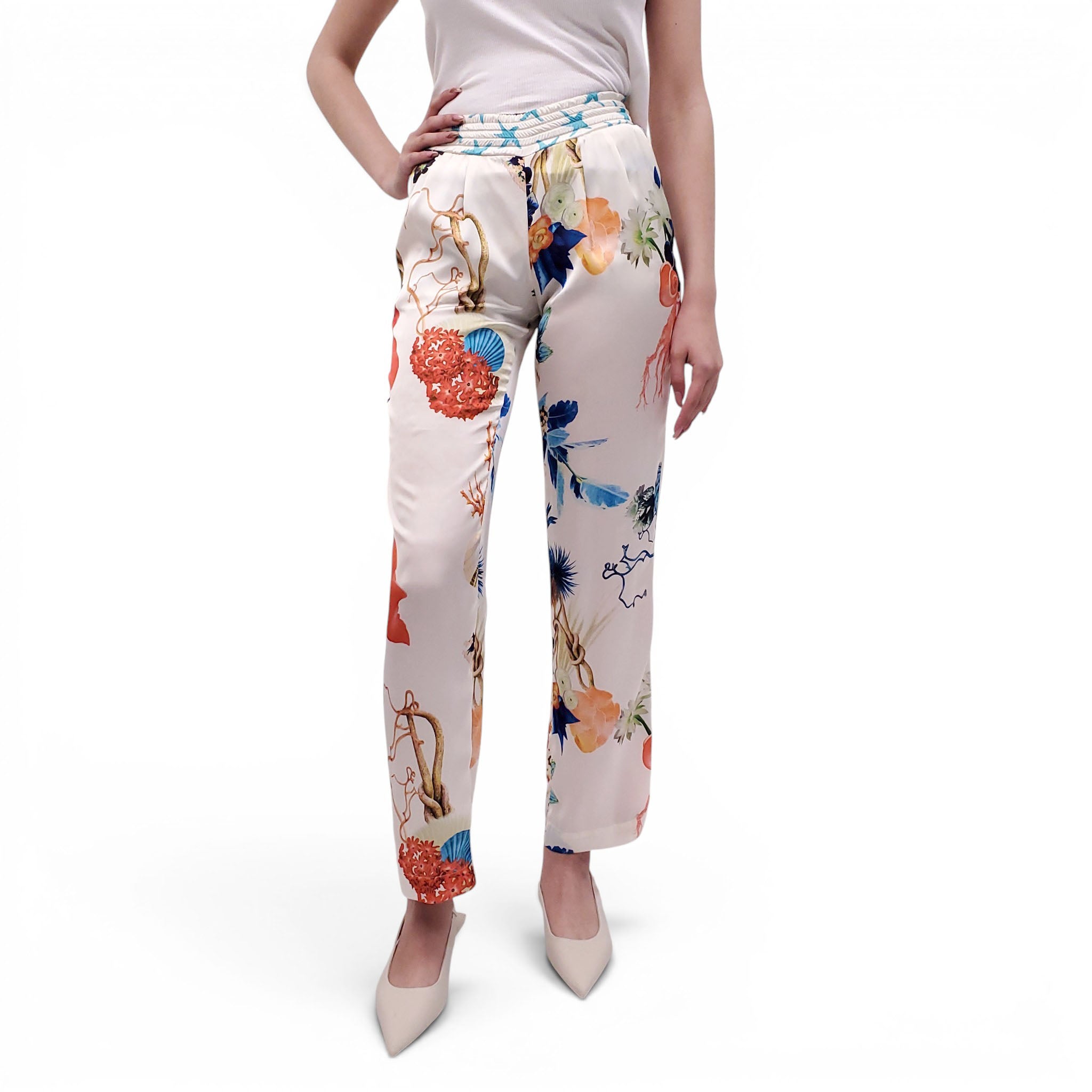 FUZZI PATTERNED TROUSERS WITH STRETCH WAIST - SIZE XS