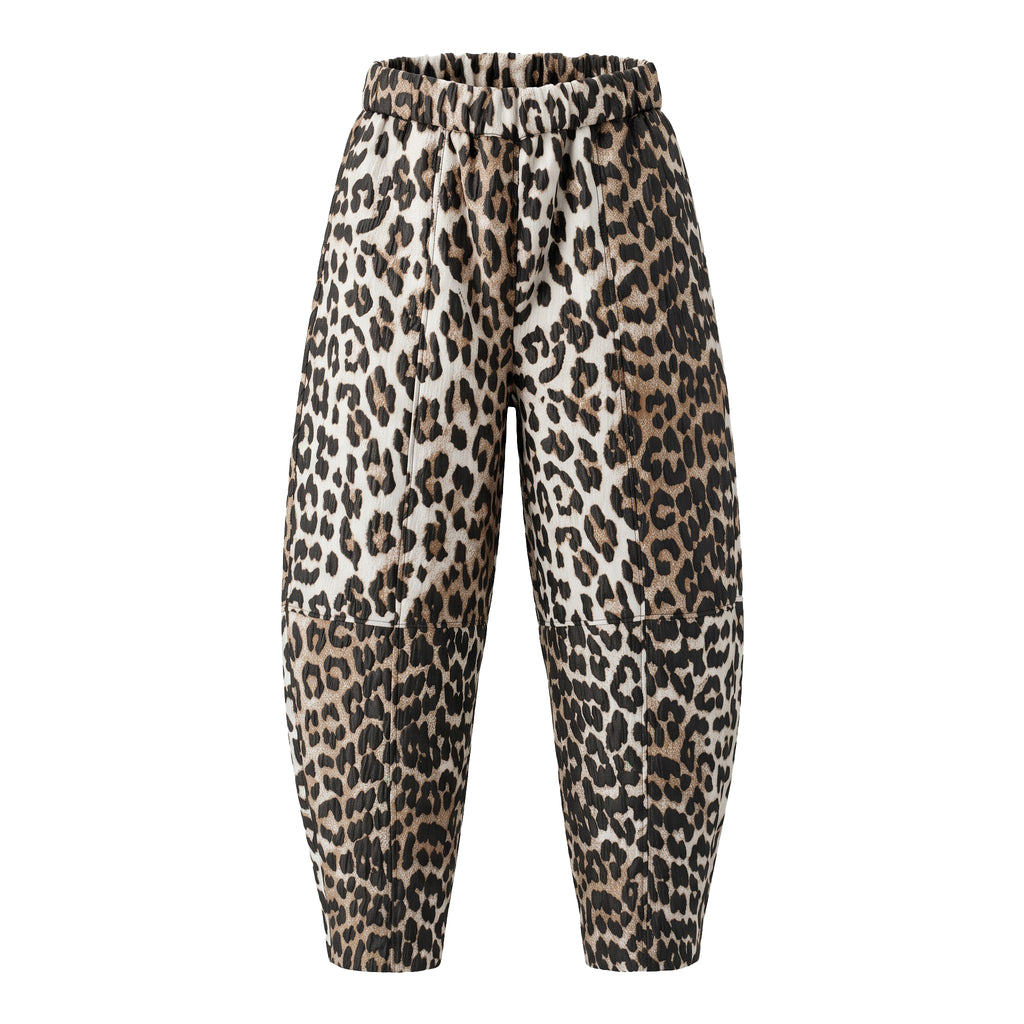 GANNI ALMOND MILK LEOPARD PANTS - SIZE 40 (US 8/10)