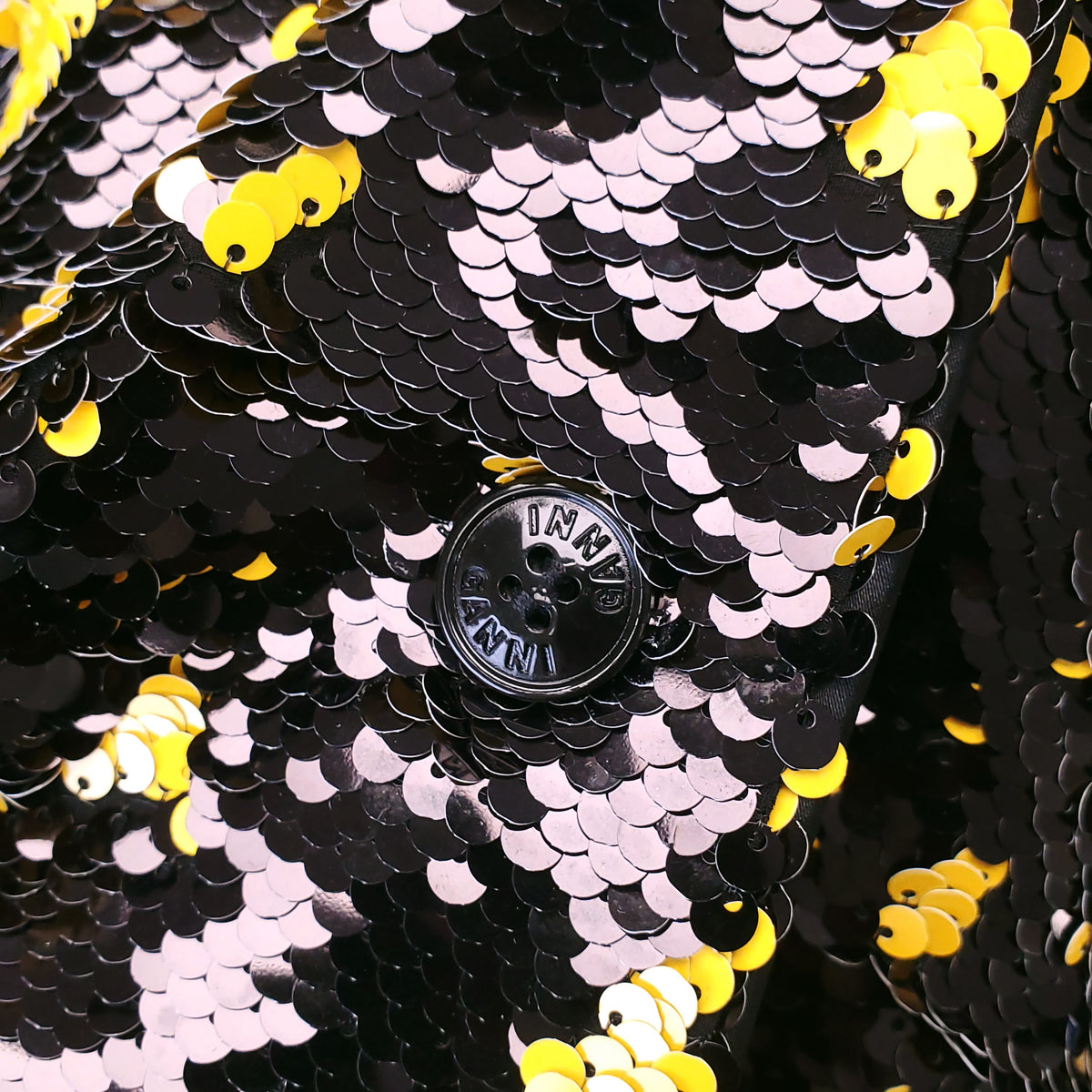 GANNI BLACK AND YELLOW PAINT SPLATTER DRESS - SIZE 38 (US 6)