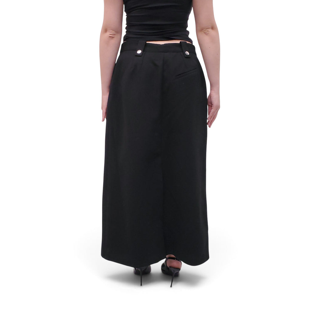 GANNI BLACK LONG LOGO SKIRT - SIZE 44