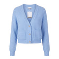 GANNI BLUE SOFT WOOL CARDIGAN WITH CRYSTAL BUTTONS - SIZE M