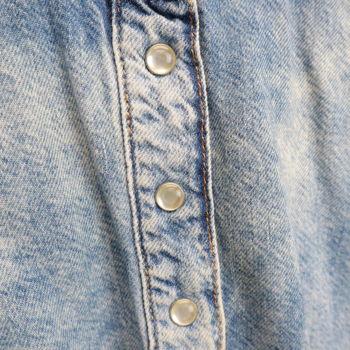 GANNI DENIM BLOUSE WITH CLASP DETIAL - SIZE 34