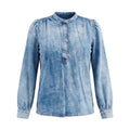 GANNI DENIM BLOUSE WITH CLASP DETIAL - SIZE 34