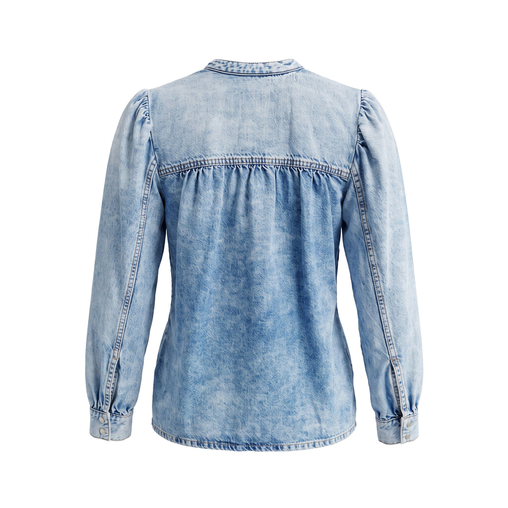 GANNI DENIM BLOUSE WITH CLASP DETIAL - SIZE 34