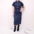 GANNI DENIM DRESS WITH FLORAL DETAIL AND LOGO - SIZE 36