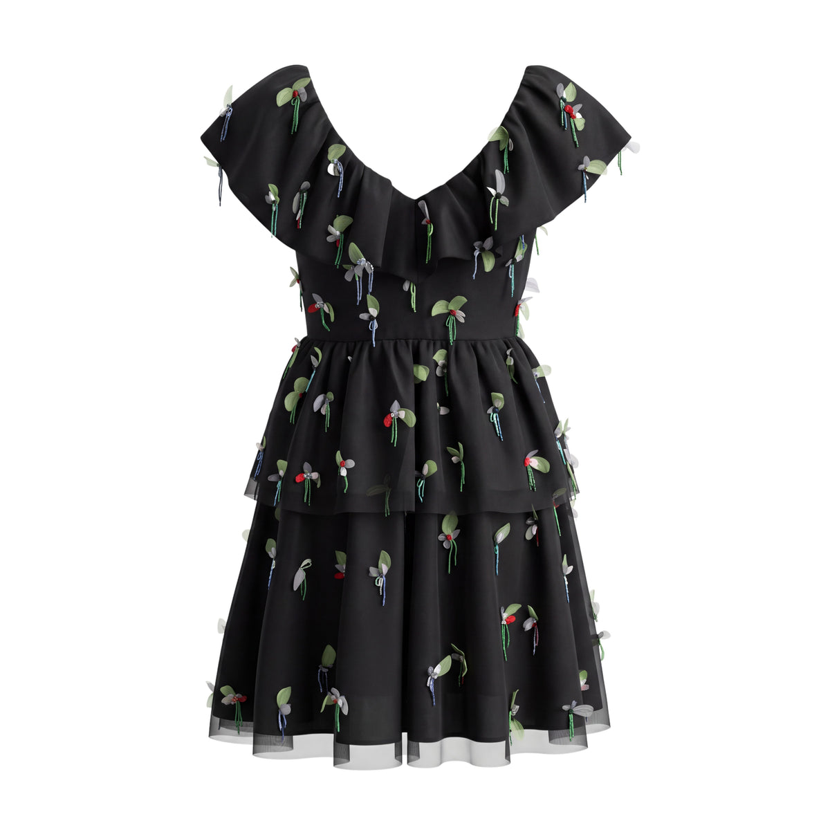 GANNI EMBELLISHED MESH MINI DRESS - SIZE 34 (US 2)