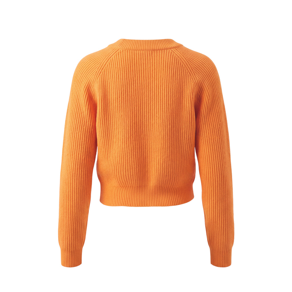 GANNI ORANGE SOFT WOOL CARDIGAN WITH CRYSTAL BUTTONS - SIZE XXS