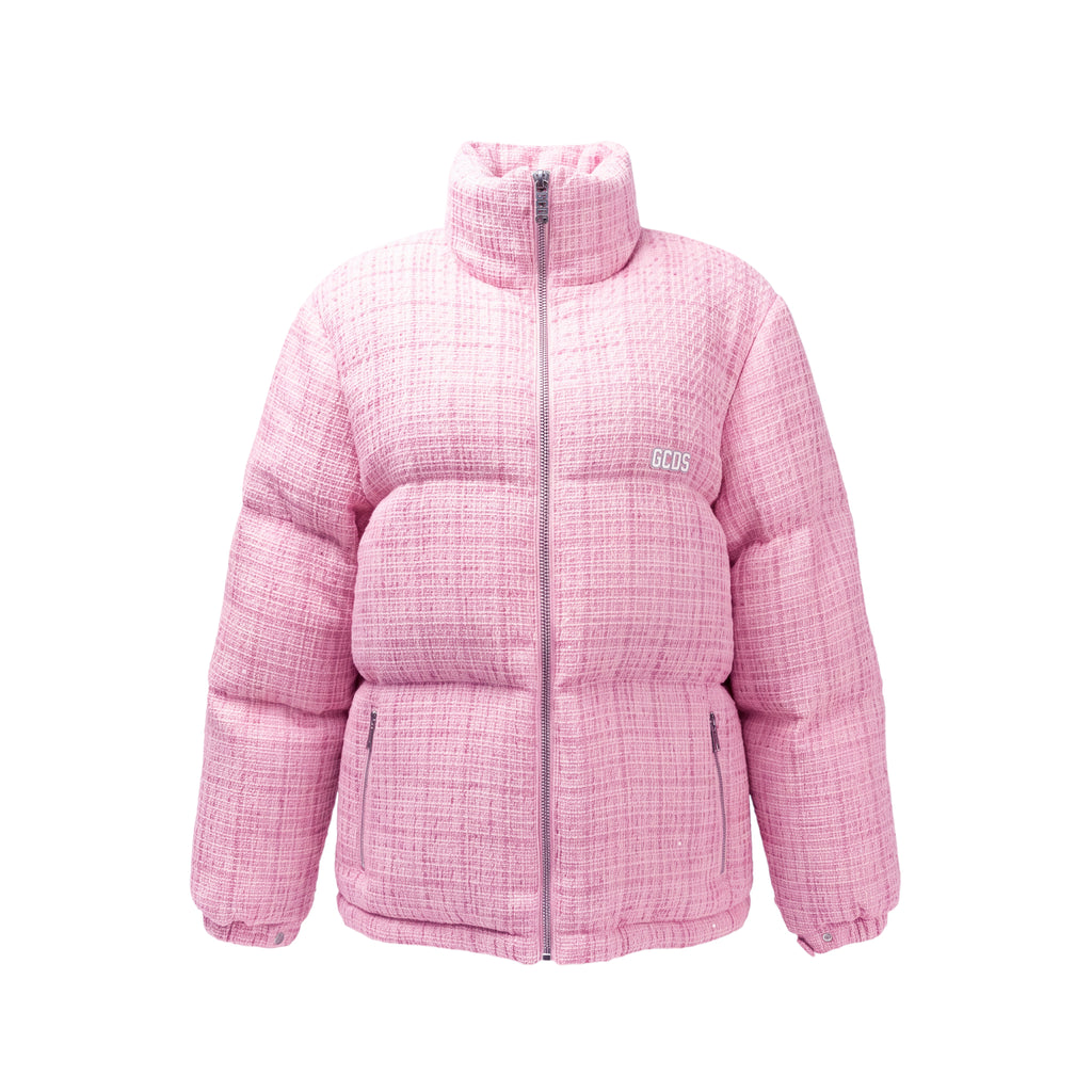 GCDS PINK QUILTED TWEED PADDED JACKET - SIZE M
