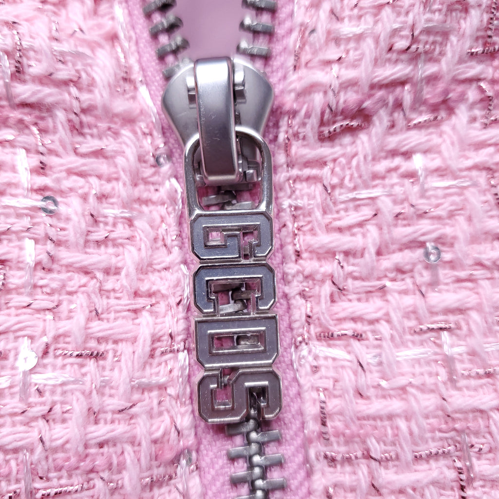 GCDS PINK QUILTED TWEED PADDED JACKET - SIZE M