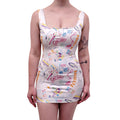 GCDS WHITE AND MULTICOLOURED GRAPHIC PATTERNED MINI DRESS - SIZE S