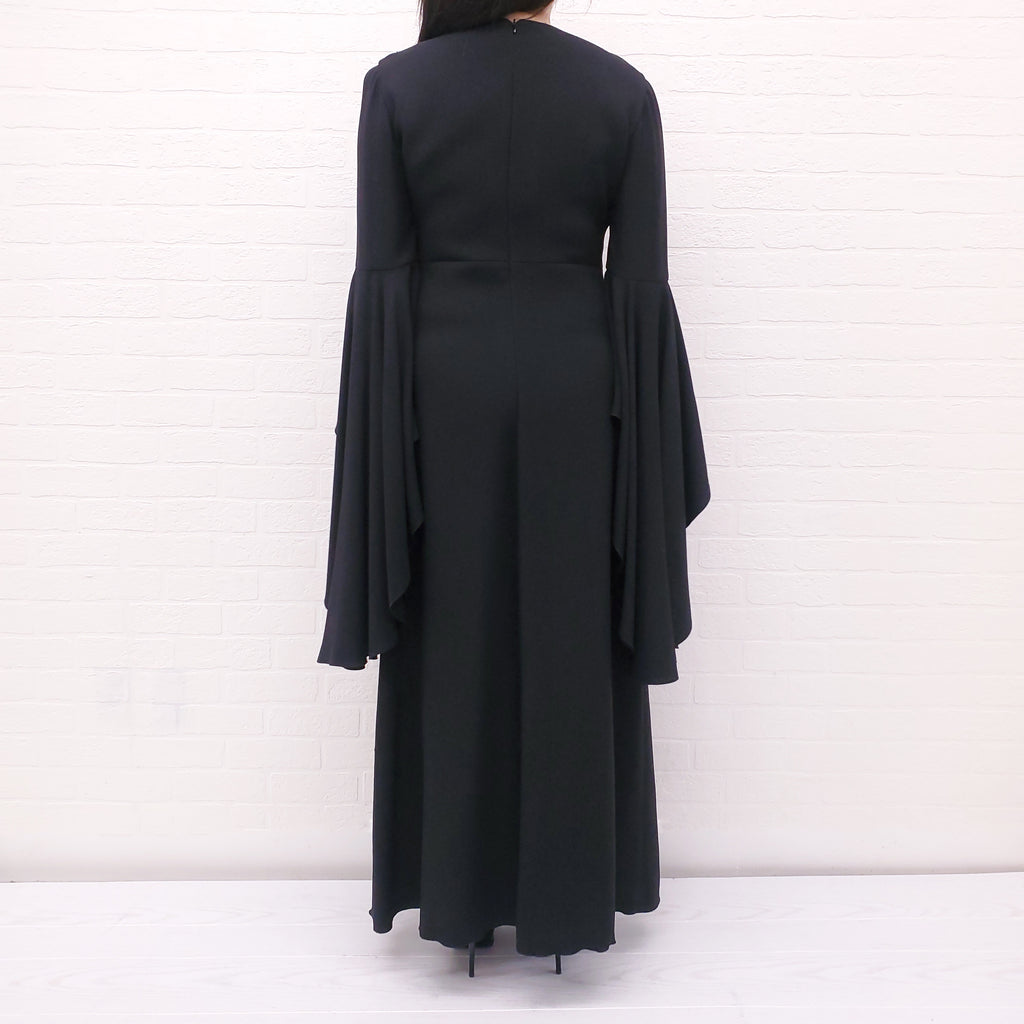 GIAMBATTISTA VALLI BLACK BELL SLEEVE GOWN - SIZE 40