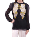 GIAMBATTISTA VALLI BLACK FLORAL SILK BLOUSE - SIZE 44