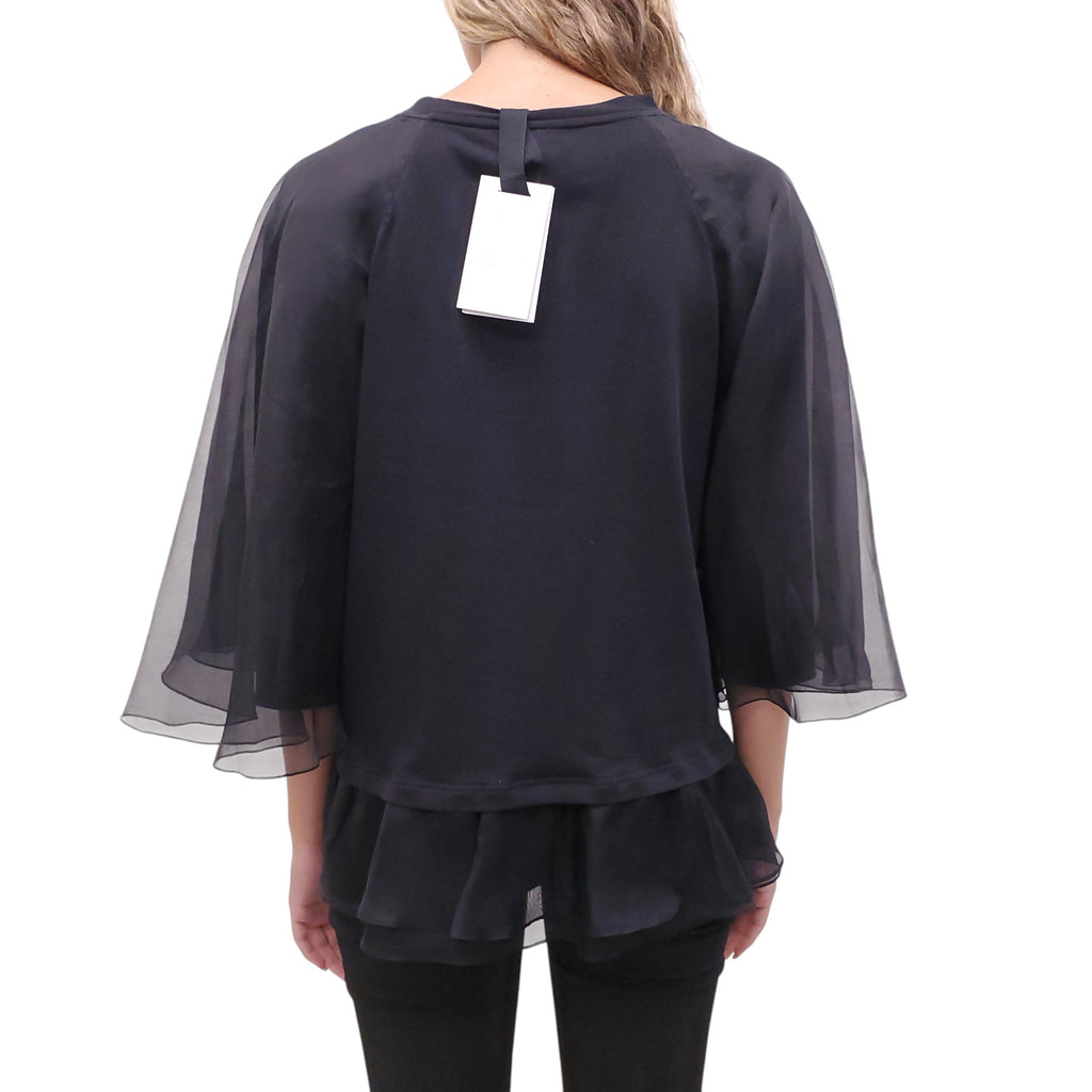 GIAMBATTISTA VALLI BLACK RUFFLE T-SHIRT - SIZE XXL