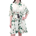 GIAMBATTISTA VALLI GREEN FLORAL BUTTERFLY LOGO DRESS - SIZE 40