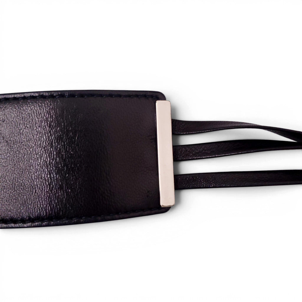 GIANNI VERSACE BLACK LEATHER BELT WITH FRINGE TIE DETAIL- SIZE 65