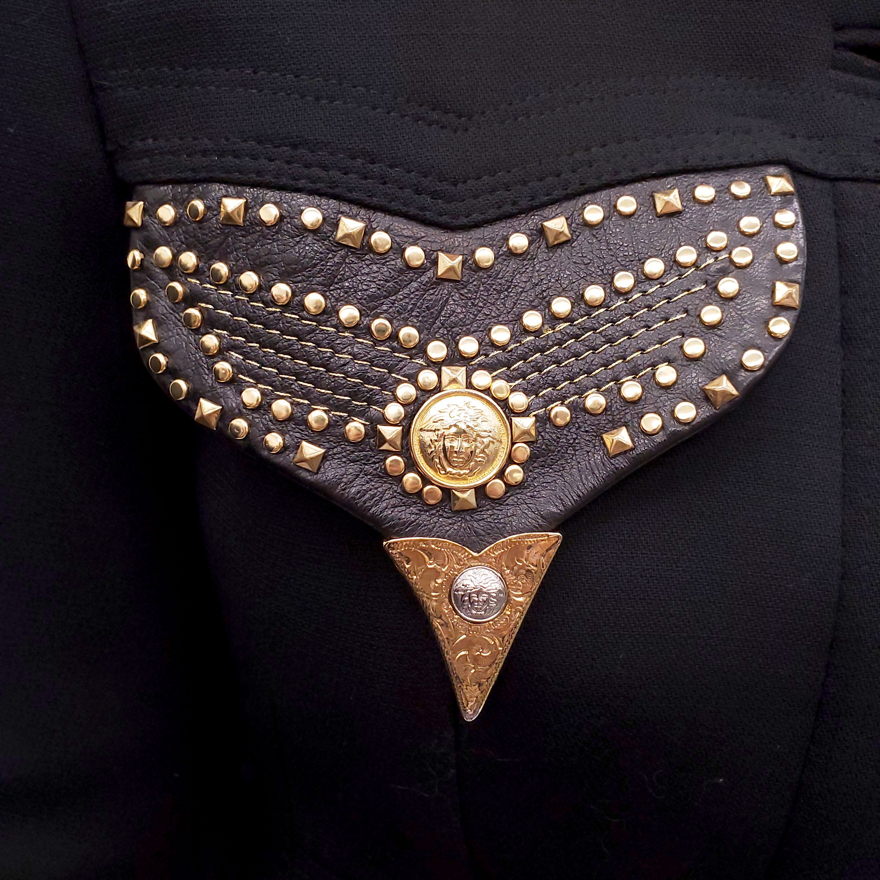 GIANNI VERSACE JACKET WITH GOLD STUDDED DETAILS - SIZE 40