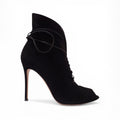 GIANVITO ROSSI BLACK SUEDE LACE UP BOOTIES - SIZE 40